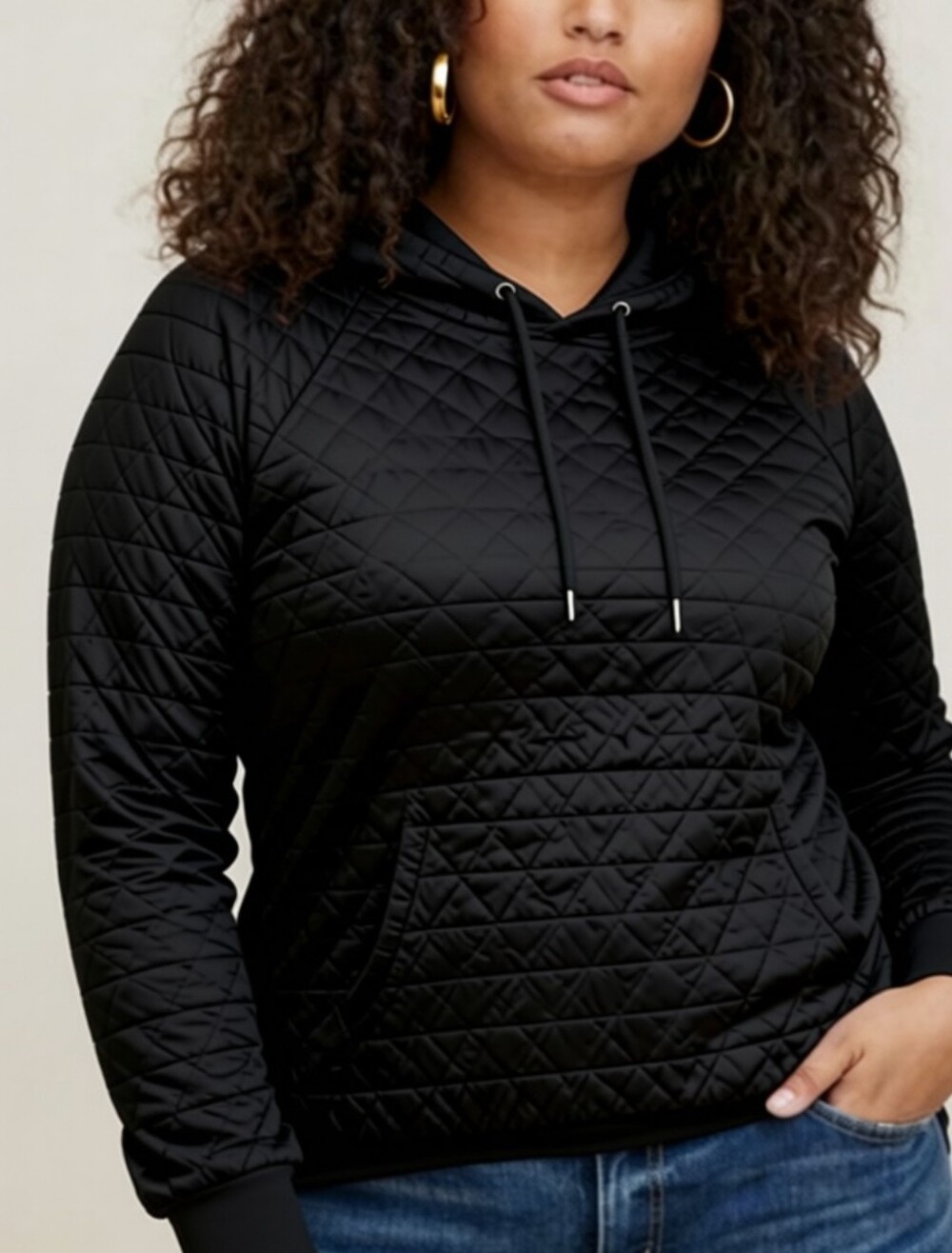 MTA Sport Black Quilted Funnel Neck Pullover Sweatshirt Size 2X